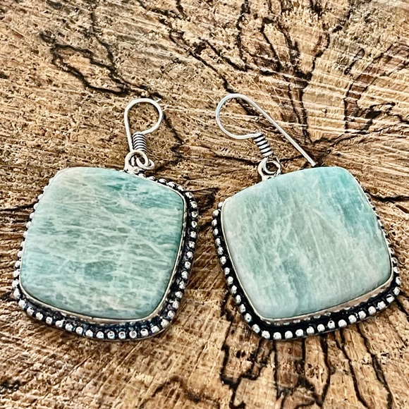 Beautiful Shade of Green Amazonite Earrings 2” - Picture 5 of 12